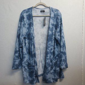 RALPH LAUREN LADIES NOVEL TIE DYED CARDIGAN - BLUE/WHITE - LARGE OR X-LARGE